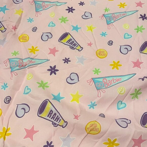 Vintage 1998 Barbie Cheerleader Go Team Cheer Full Fitted Sheet - Picture 4 of 15